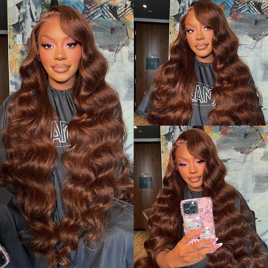 Wavy Brown Lace Front Human Hair Wig - Natural Soft Waves