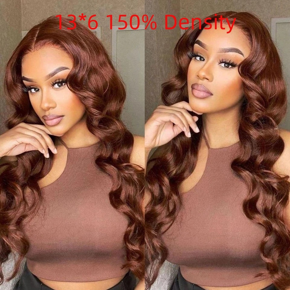 Wavy Brown Lace Front Human Hair Wig - Natural Soft Waves