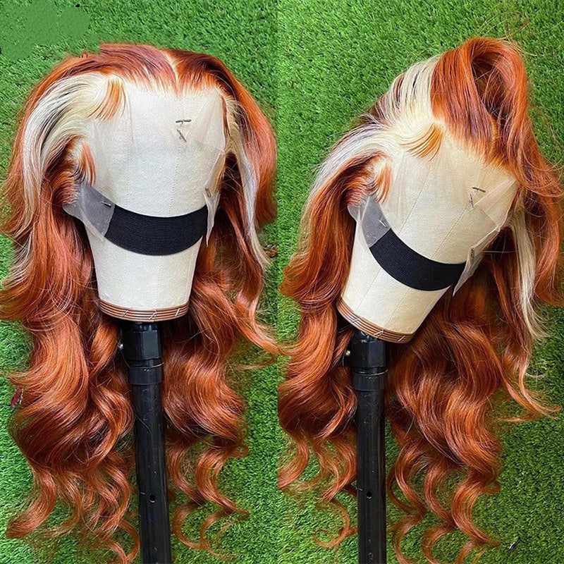 Honey Blonde Highlight 4x4 Lace Closure Wig - Orange & Blonde Body Wave Human Hair
