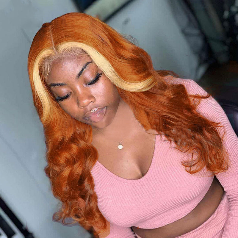 Honey Blonde Highlight 4x4 Lace Closure Wig - Orange & Blonde Body Wave Human Hair