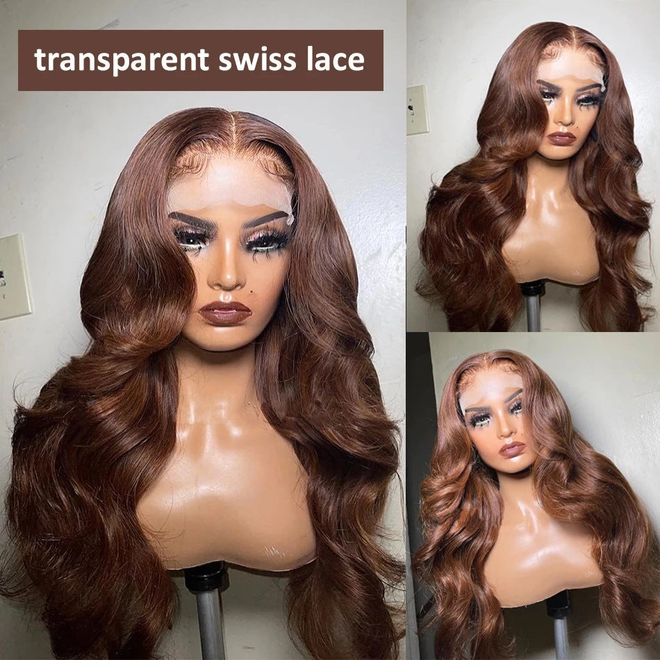 Wavy Brown Lace Front Human Hair Wig - Natural Soft Waves