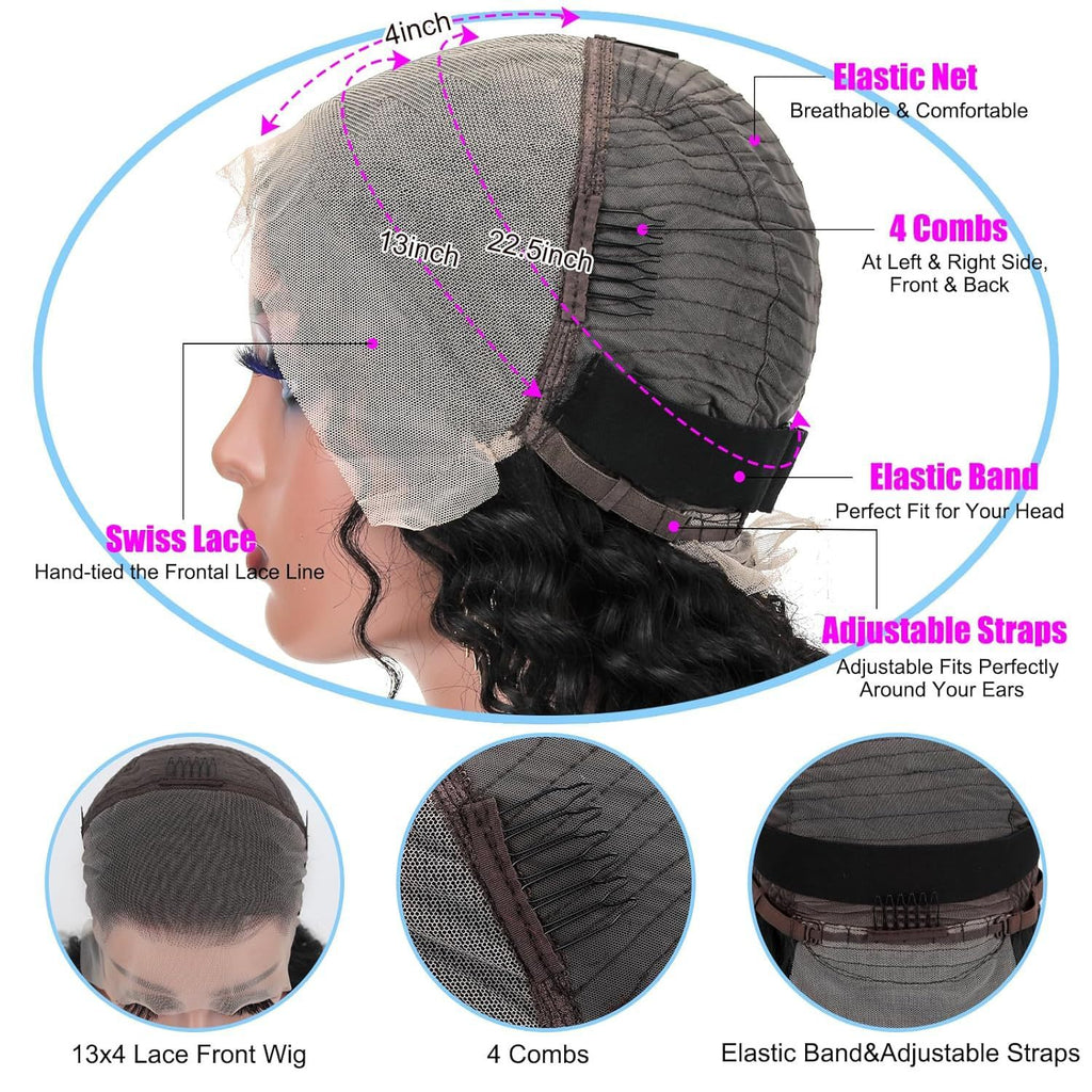 Deep Wave Lace Front Human Hair Wig - Natural Flowing Waves