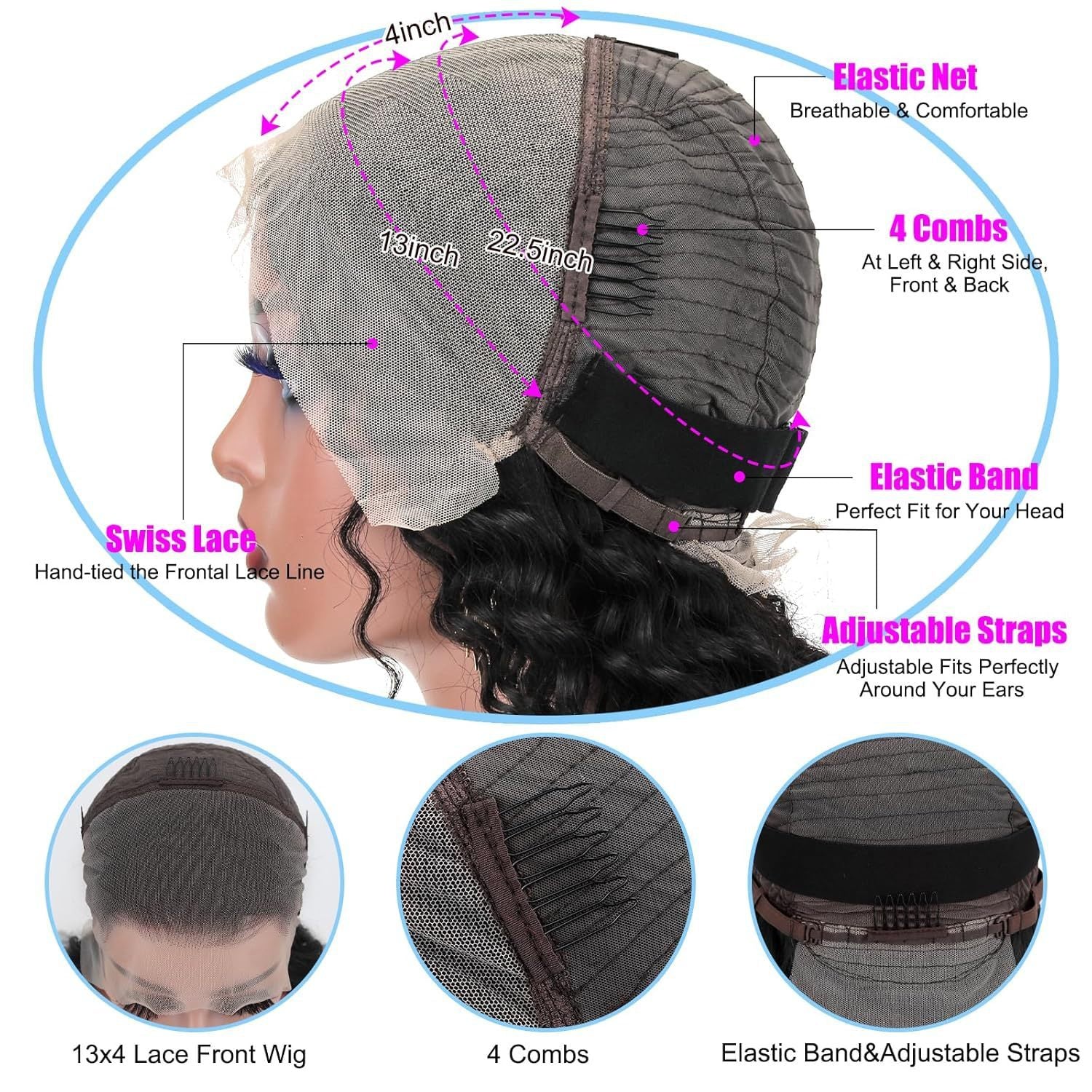 Deep Wave Lace Front Human Hair Wig - Natural Flowing Waves