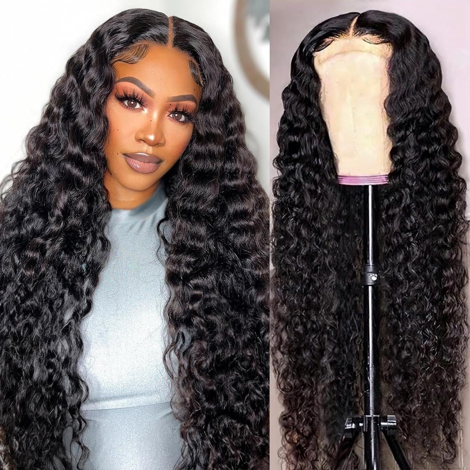 Deep Wave Lace Front Human Hair Wig - Natural Flowing Waves