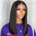 Double Drawn Bone Straight Human Hair Wig - 16 Inch Silky Straight
