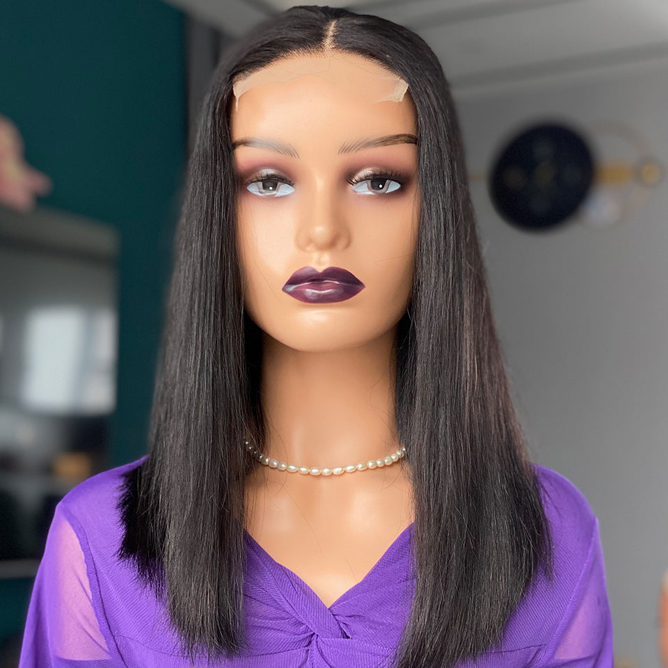 Double Drawn Bone Straight Human Hair Wig - 16 Inch Silky Straight