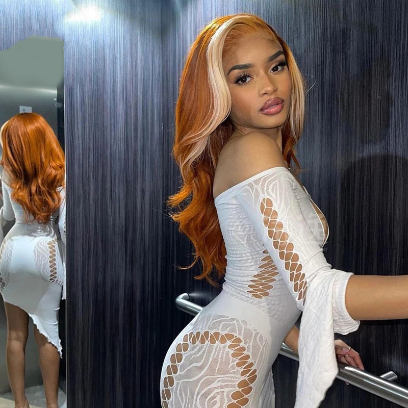 Honey Blonde Highlight 4x4 Lace Closure Wig - Orange & Blonde Body Wave Human Hair