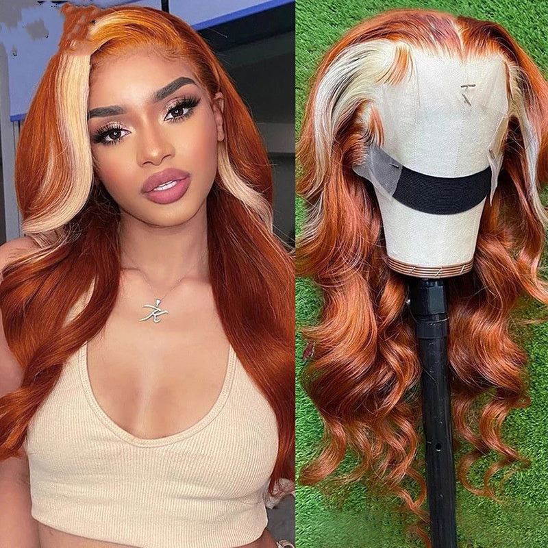 Honey Blonde Highlight 4x4 Lace Closure Wig - Orange & Blonde Body Wave Human Hair
