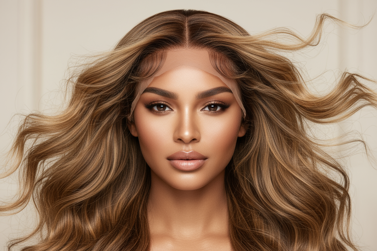 Luxury wig with flowing hair