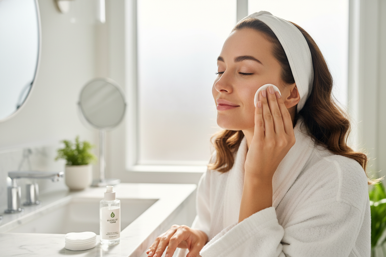 Woman Applying Toner